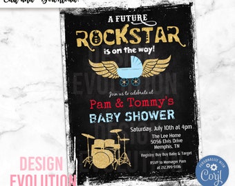 Rockstar Baby Shower Invitation: Rock n Roll Theme (Digital Download)