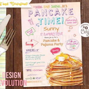 TRY DEMO FIRST - Pancakes and Pajamas Rise and Shine Breakfast Birthday Party Pancakes and Sleepwear Sleepover Slumber Party