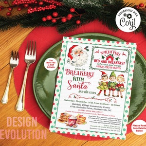 TRY DEMO FIRST - Vintage Breakfast with Santa Holiday Christmas Invitation
