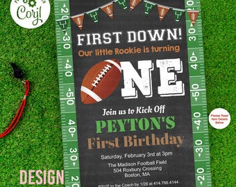 Football 1st Birthday Invitation: Chalkboard Sports Theme (Digital Download)