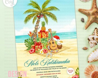 Tropical Christmas Luau Hawaiian Christmas Invitation: Mele Kalikimaka Party (Digital Download)