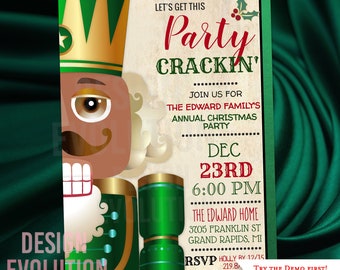 Nutcracker Christmas Party Invitation: Ethnic Design (Digital Download)