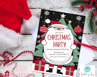 TRY DEMO FIRST - Santa Holiday Christmas Secret Santa Party Invitation