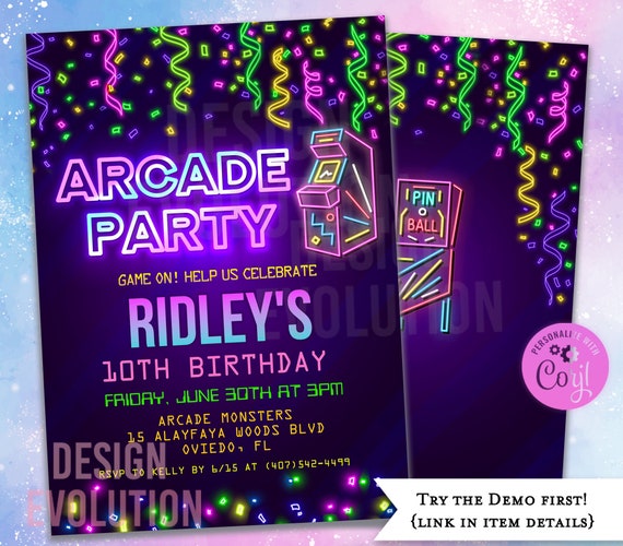 Buy TRY THE DEMO Arcade Birthday Party Rainbow Neon Glow Arcade Online in India - Etsy