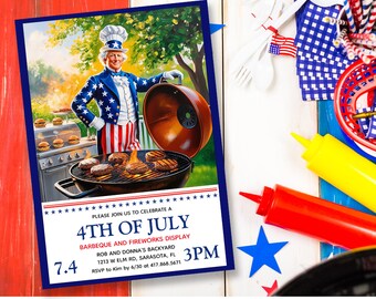 4th of July BBQ Invitation: Cookout Party (Digital Download)