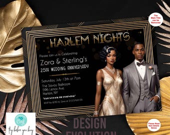 Harlem Nights Invitation – 1920s Jazz Age, Gatsby Theme (Digital Download)