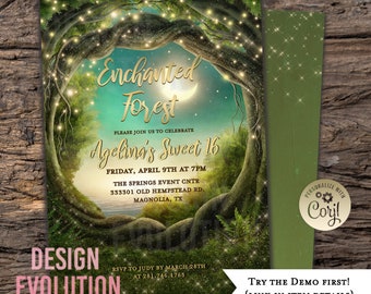 TRY DEMO FIRST - Enchanted Forest Fairy Lights Garden Rustic Fairytale Forest Wedding Prom Sweet 16 Quinceanera Birthday Bridal Shower