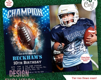 Football Birthday Invitation: Sports Photo Party (Digital Download)