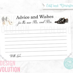 TRY DEMO FIRST - Size 6 x 4" Wedding Well Wishes Wedding Advice Flat Card