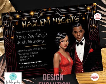 Harlem Nights Invitation: 1920s Jazz Age, African American Event (Digital)