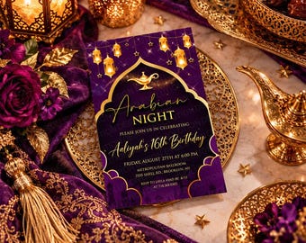 Arabian Nights Invitation: Aladdin Lanterns, Sweet 16, Nikah (Digital Download)