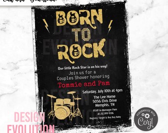 Rockstar Couples Shower Invitation: Born to Rock (Digital Download)