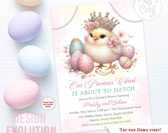 Chick Baby Shower Invitation: Spring Easter Theme (Digital Download)