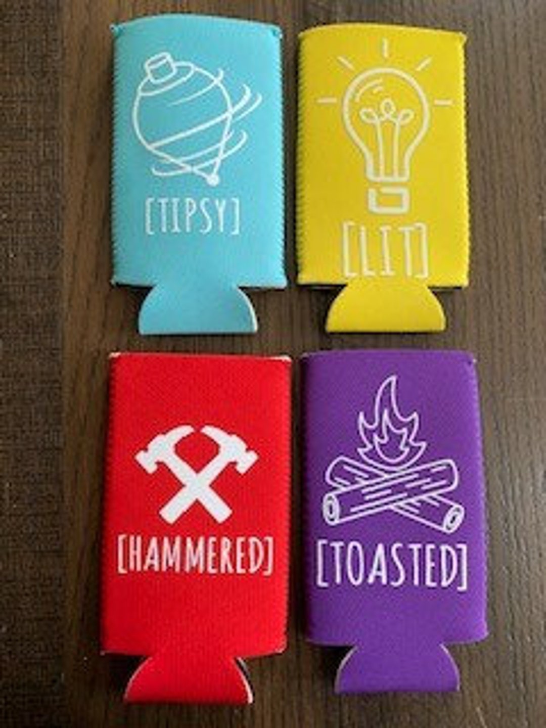 Set of 4 Super Cute Slim Can Koozies Etsy