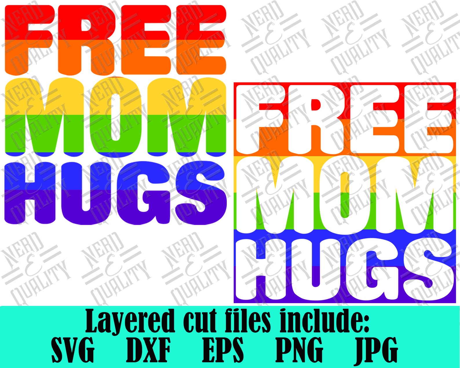 Free Mom Hugs 2 Variations Layered Cut File Svg Dxf - Etsy