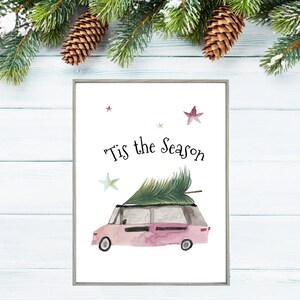 Tis the Season Watercolor Printable. Adorable Christmas Wall Art, Home Decor for the Holidays. Instant Download - Print yours today!