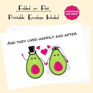 E eles viveram felizes Avo após cartão de casamento para impressão ou cartão de chá de panela. Um divertido cartão de trocadilho de casamento para um Felizes para Sempre!