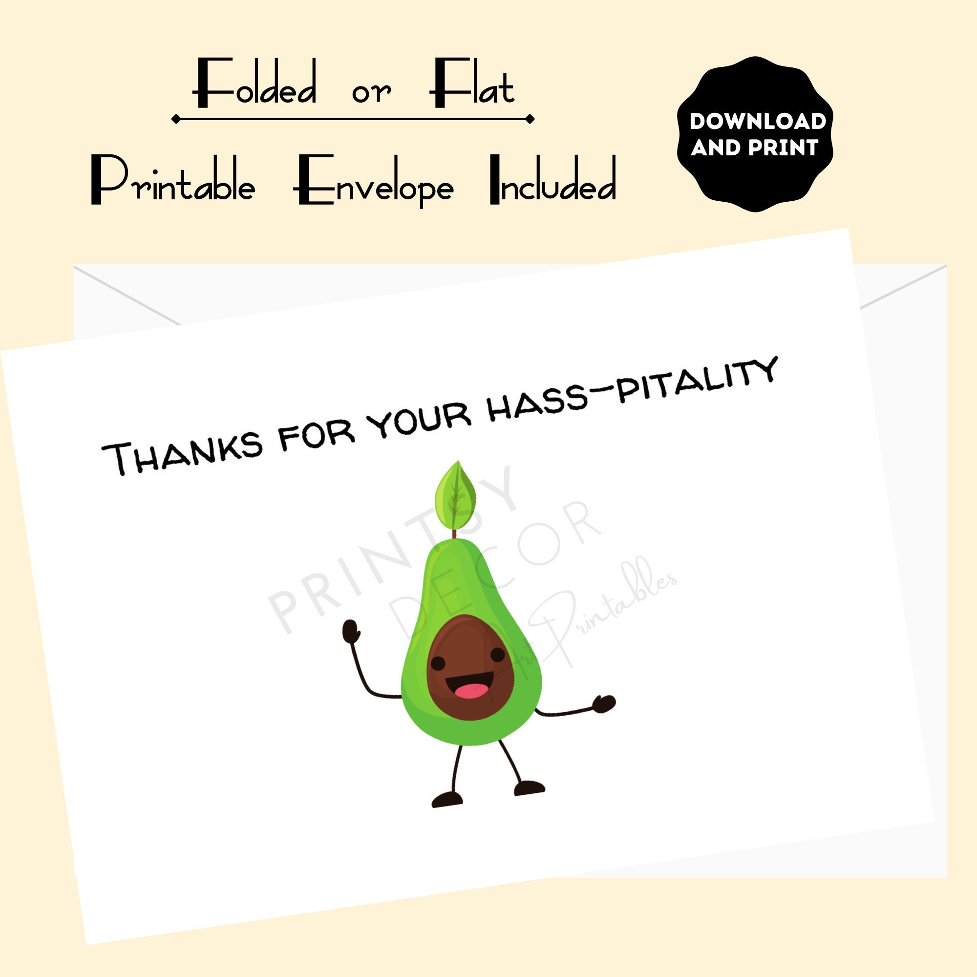 Thanks for Your Hass-pitality Printable Card. A Hospitality