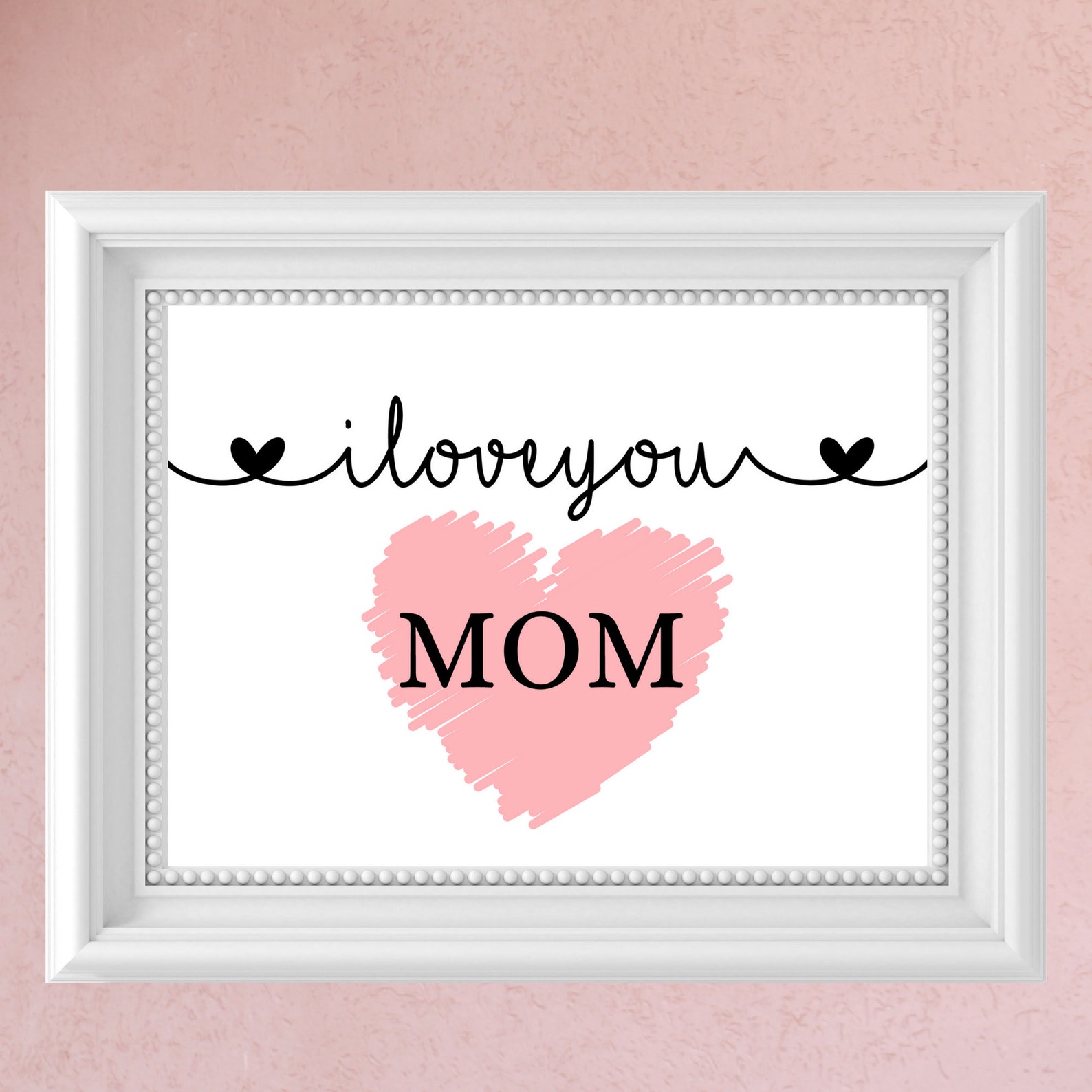 I Love You Mom-Pink Heart Printable Wall Art. Perfect as a | Etsy
