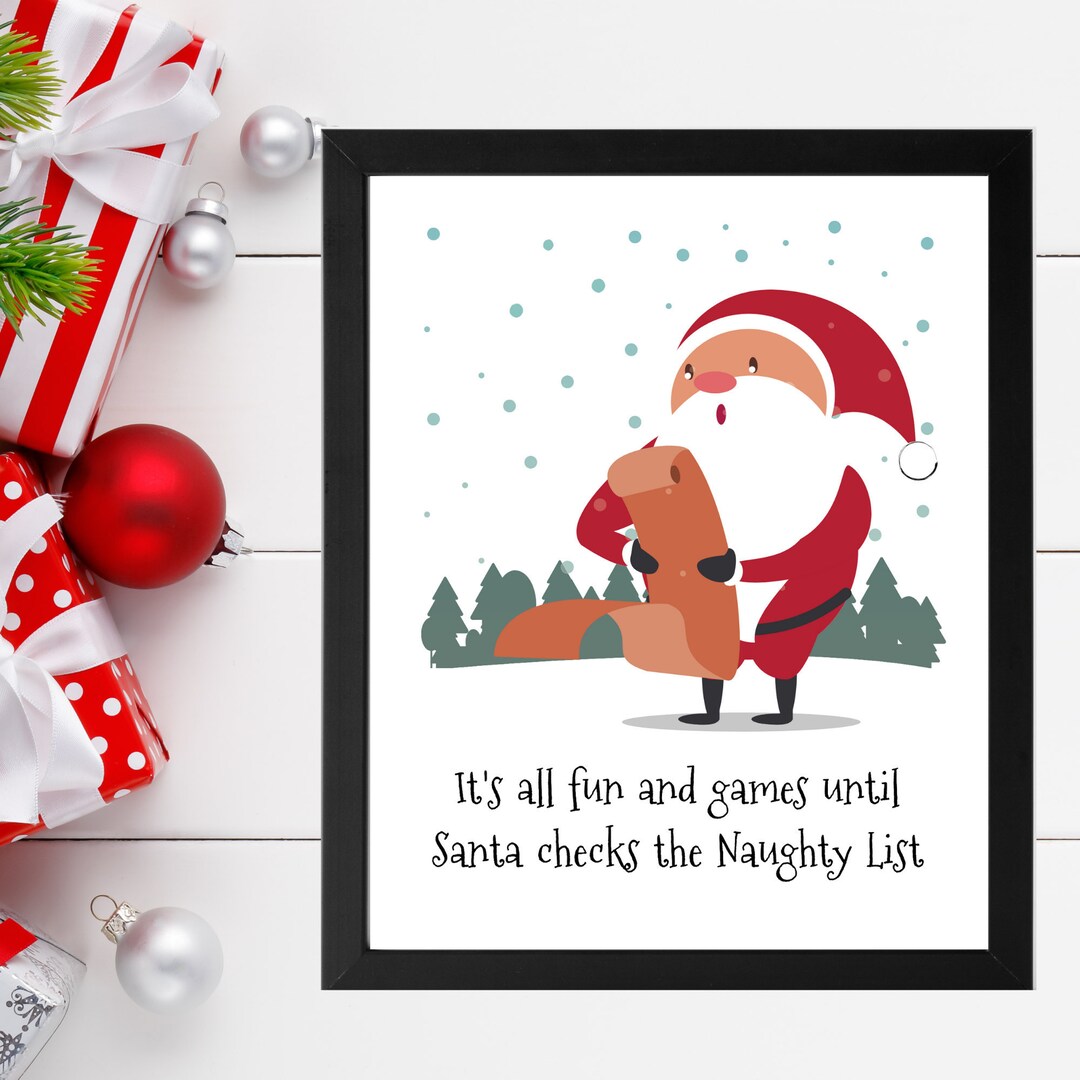 Santa's Naughty List Christmas Wall Art. Delightful Etsy