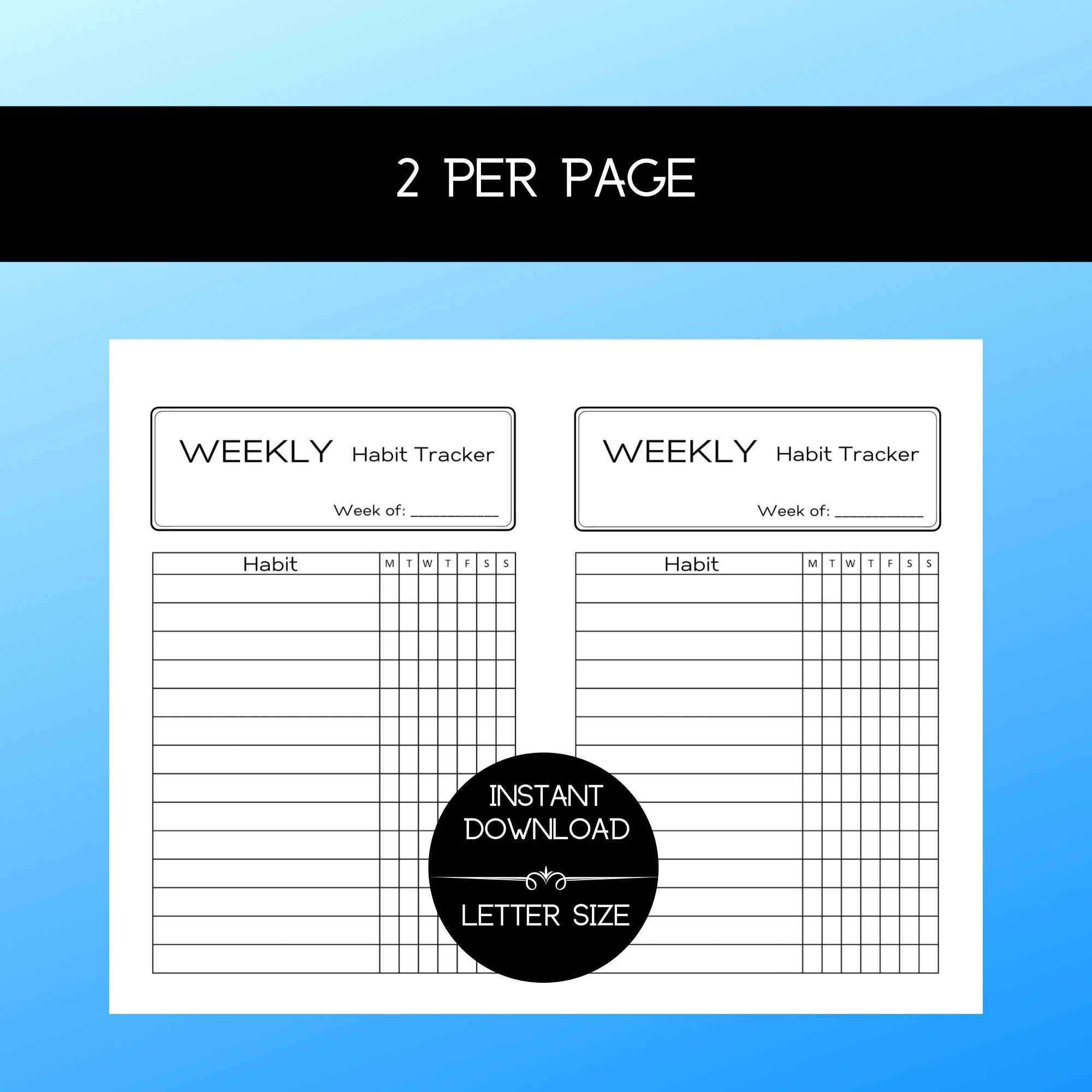 Weekly Habit Tracker Printables, Minimalistic Design Weekly Habit ...