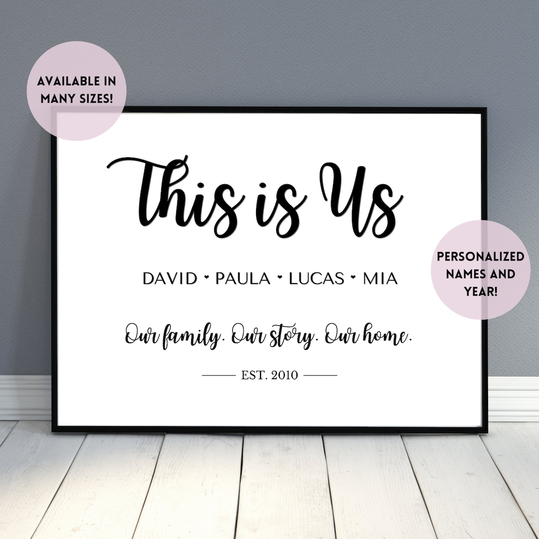This is Us Personalized Name Sign and Printable Gift, Meaningful Family