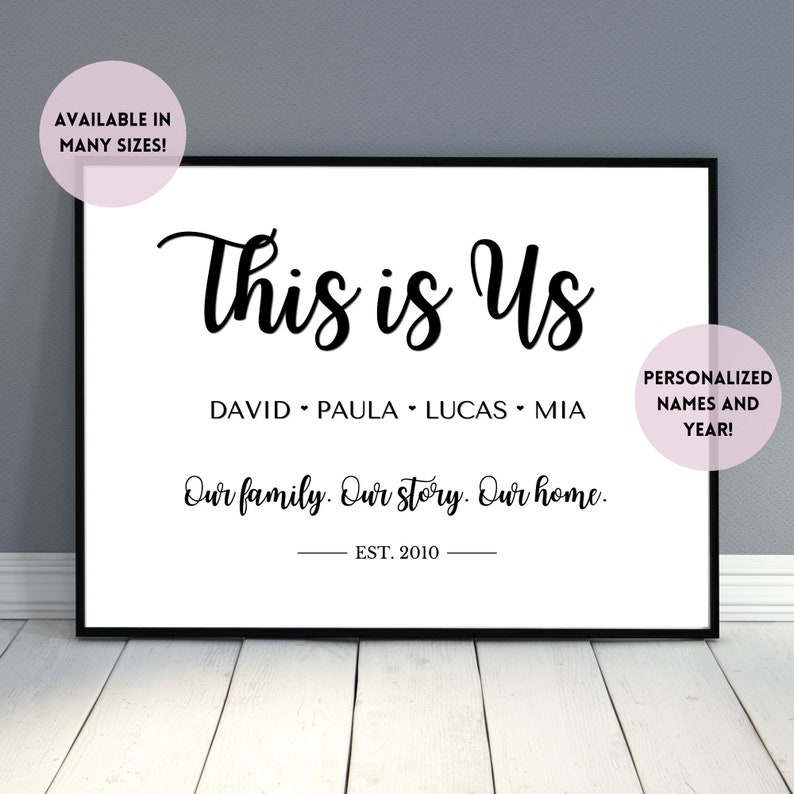 This is Us Personalized Name Sign and Printable Gift, Meaningful Family