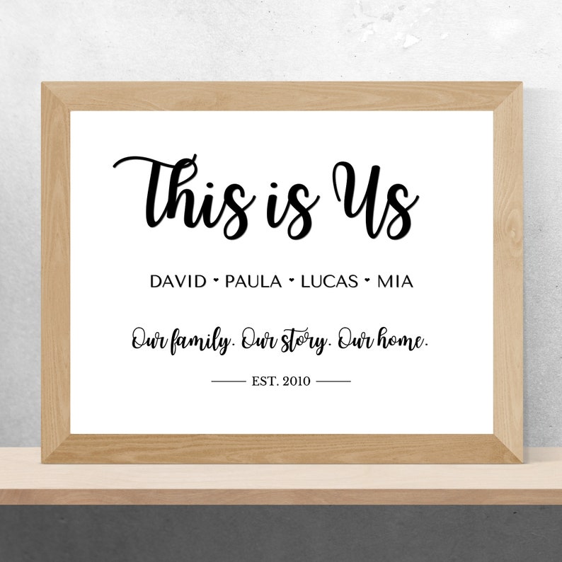 This is Us Personalized Name Sign and Printable Gift, Meaningful Family