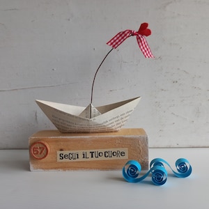 Barchetta origami, carta riciclata,fatto a mano, idea regalo.
