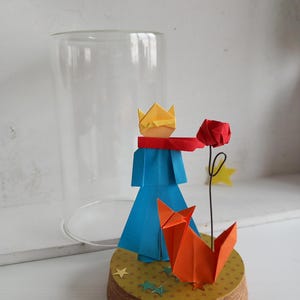 Barattolo in vetro decorato, piccolo principe origami, idea regalo.