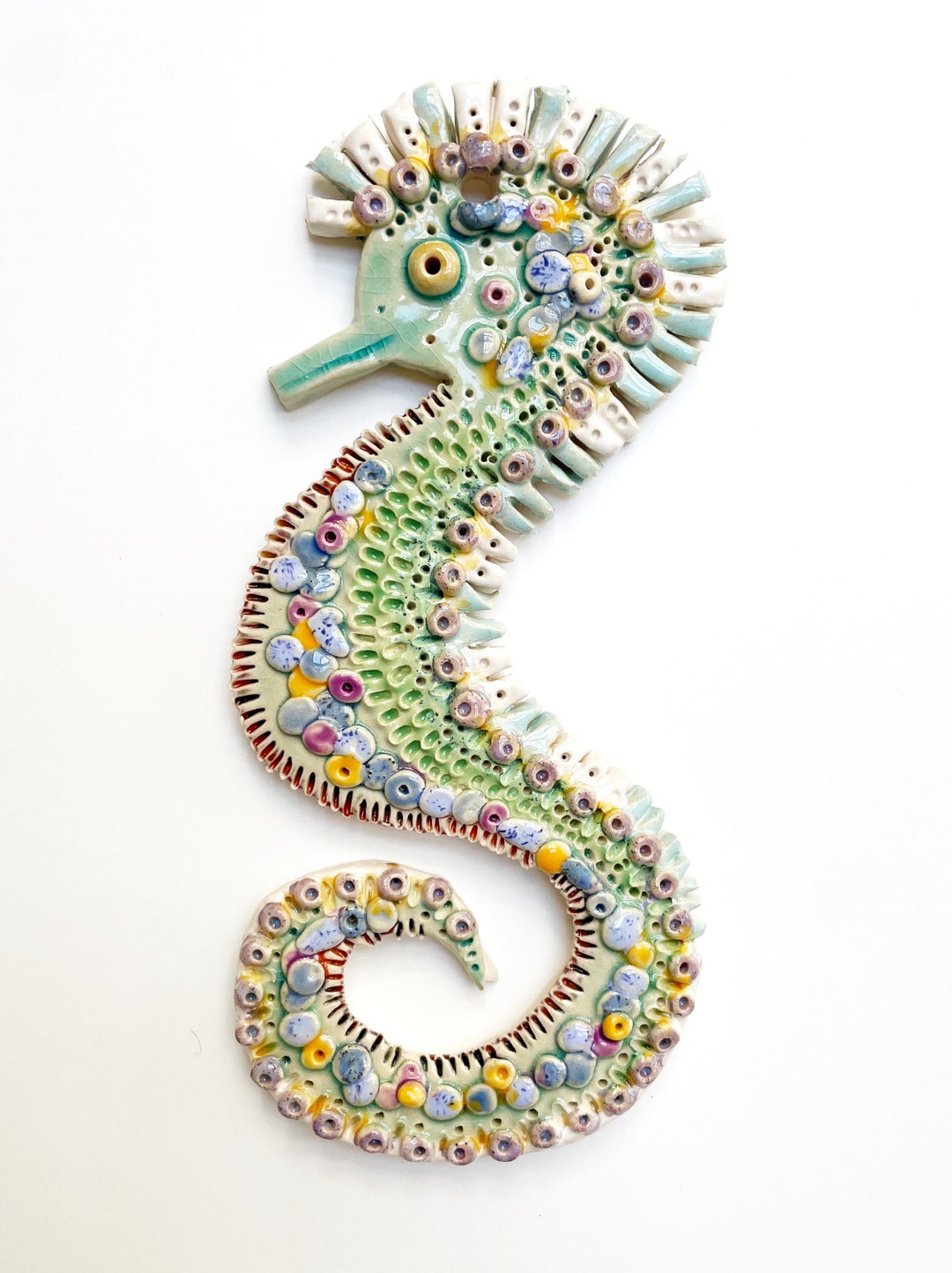 Ceramic Seahorse Wall Decoration Wall Hanging Sea Horse Etsy