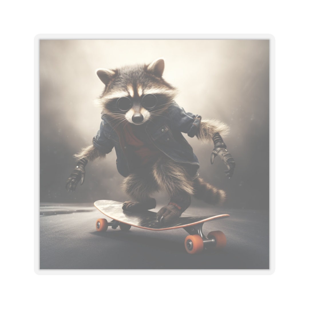 Skateboarding Raccoon 4 - Etsy