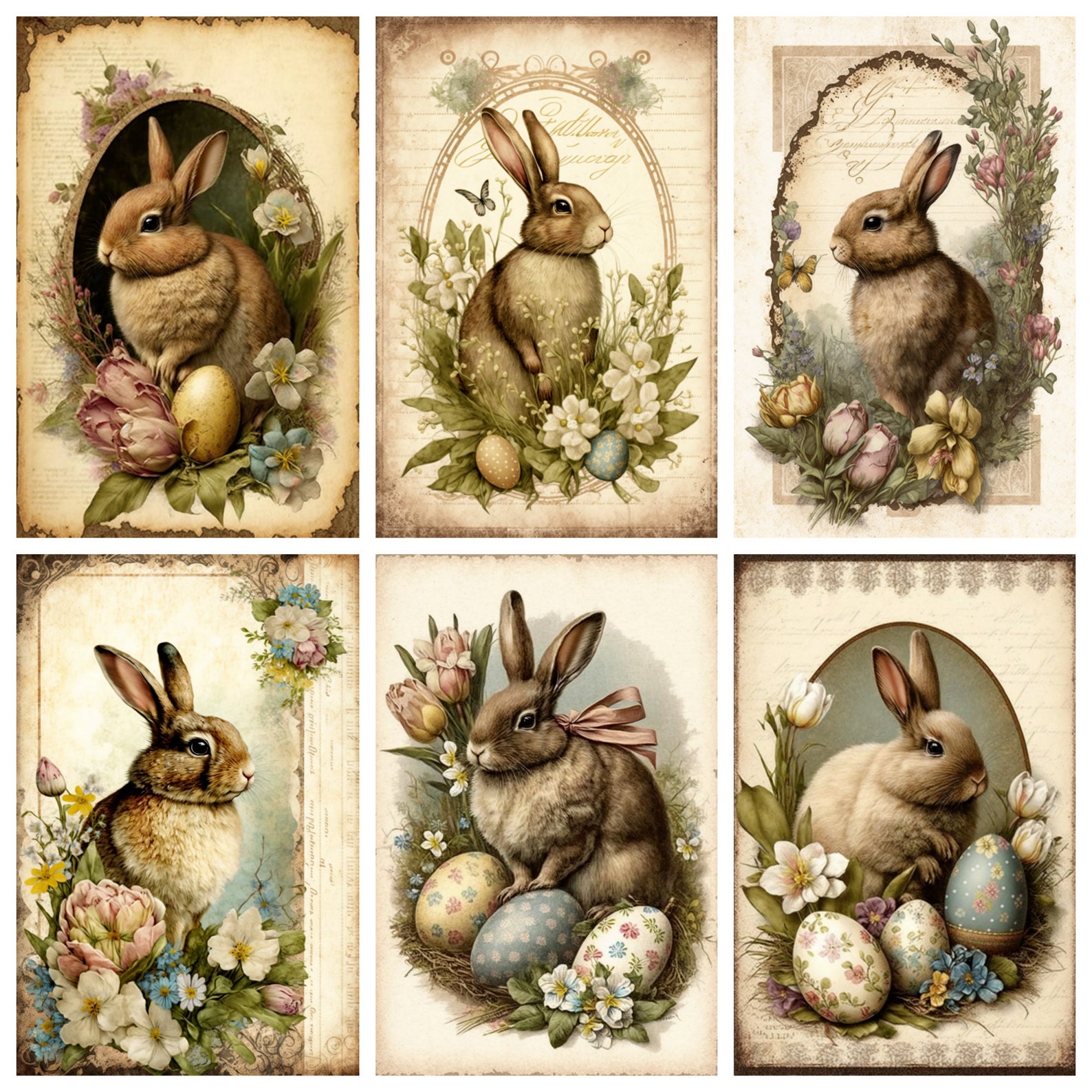Cute Easter Bunny Junk Journal Papers, Printable Journal Pages for ...