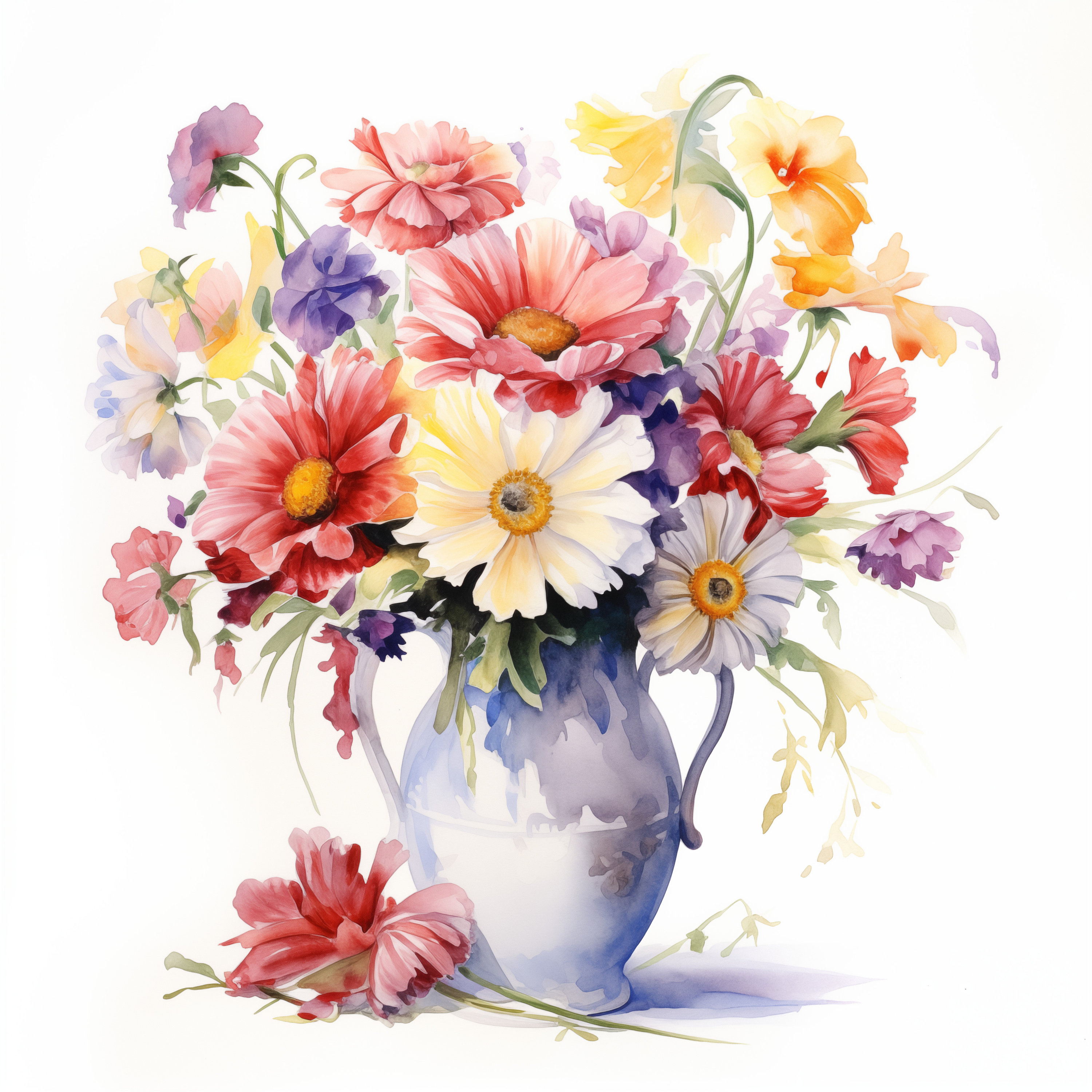 Vase of Flowers Clipart Watercolor Digital Download Flower - Etsy