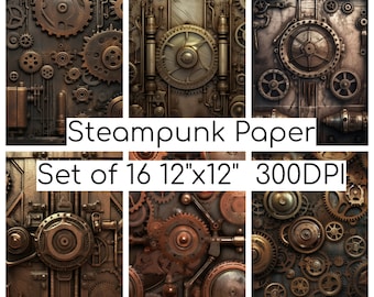 Steampunk Paper Pack, Steampunk Printables, Steampunk Junk Journal, Old  Metal Gears Pages, Digital Paper, Collage Sheet, Commercial Use