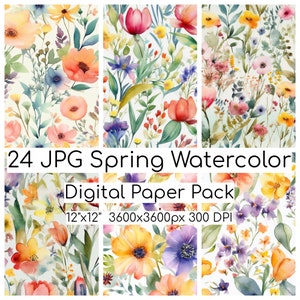 Floral Digital Paper Seamless pattern flower pattern. Floral clipart Watercolor digital paper Free commercial use Instant  Download