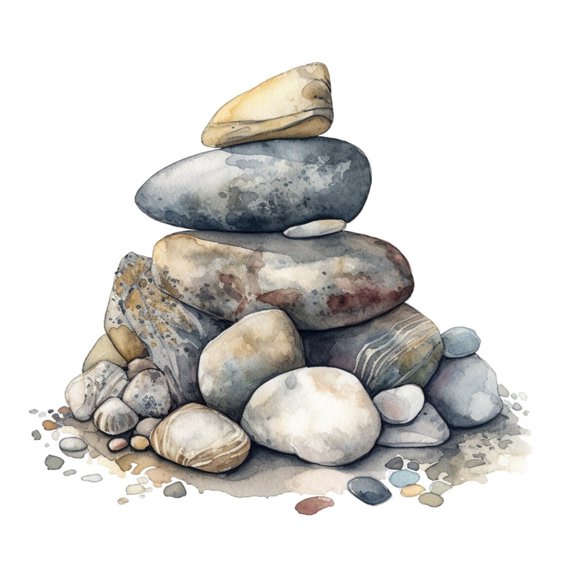 Pebbles Graphics Beach Pebbles Clipart - 10 PNG Images, Digital Download, Commercial Use ...
