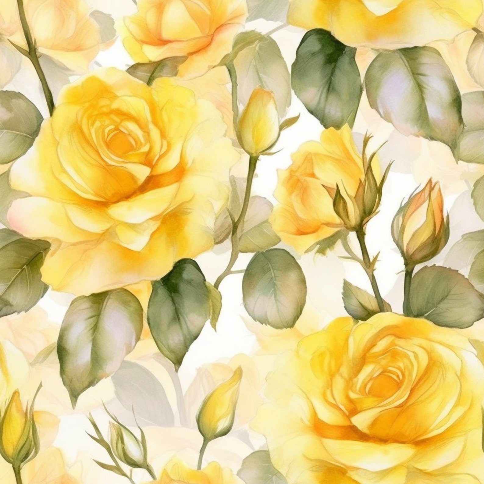 Yellow Roses Digital Watercolor Yellow Roses Digital Paper Seamless Designs Ten Colorful ...