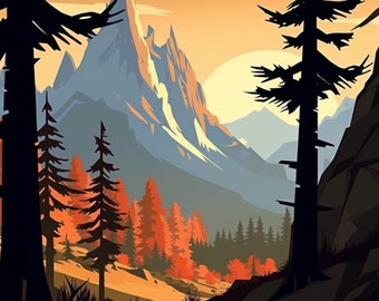 10 papel de fondo de álbum de recortes digital Sunrise Sunset Fondos digitales Montañas y bosque Papel de álbum de recortes Diseños imprimibles