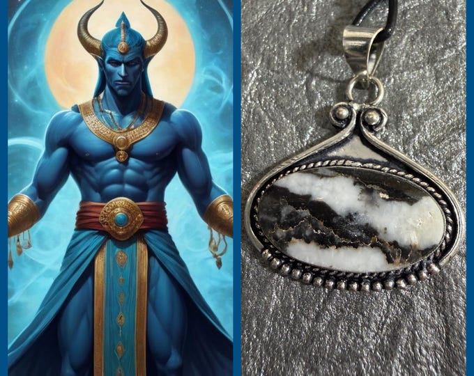Marid Oracle Djinn "Zulrebbel" Living Entity Companion, Spirit Vessel Necklace, Tier 3