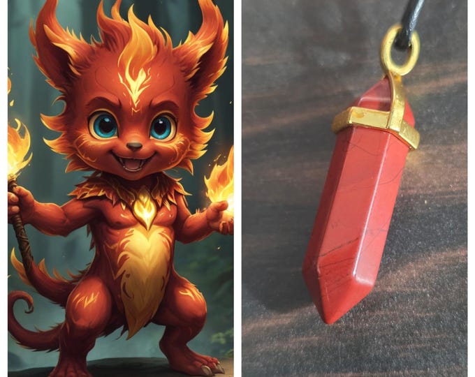 Fire Sprite "Marflux" Spirit Companion, Spirit Vessel Necklace, Tier 1