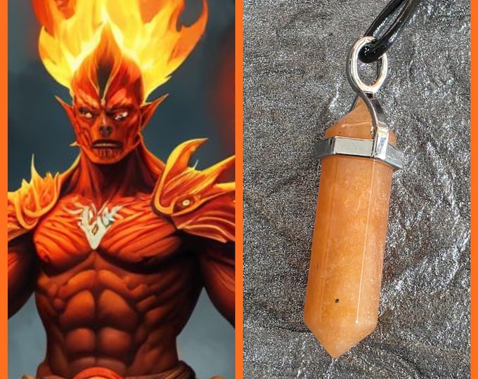Fire Djinn "Sulfaric" Spirit Companion, Spirit Vessel Necklace, Tier 1
