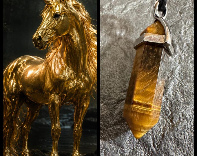 Female Golden Unicorn "Kalna" Spirit Companion, Spirit Vessel Necklace, Tier 1