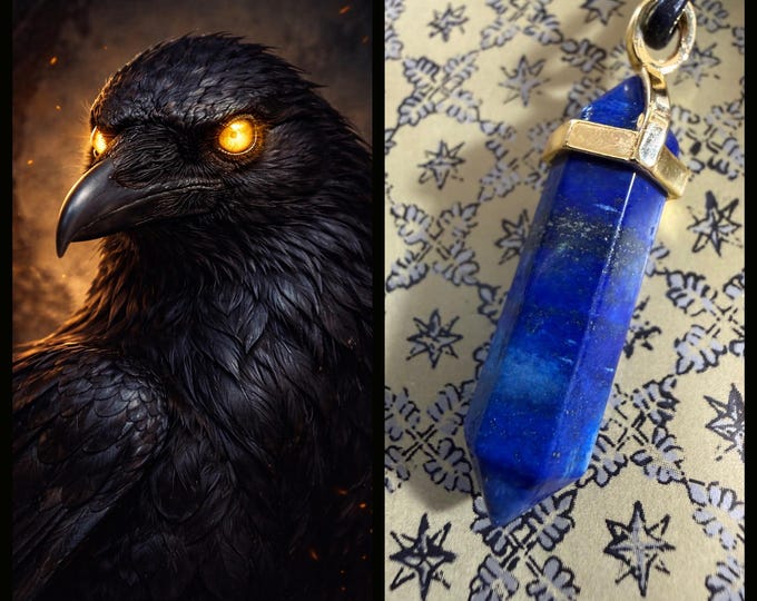 Female Raven "Zemma" Spirit Companion, Spirit Vessel Necklace, Tier 1