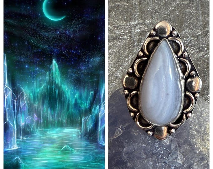 Crystal Glacier Dragon Nightscape Astral Realm Portal,PERSONAL astral realm for you AND your companions,Astral RealEstate, Enchanted Ring