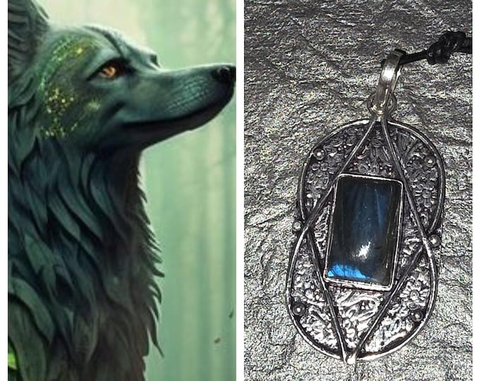 Female Earth Elemental Wolf "Zovelga" Spirit Companion, Spirit Vessel Necklace, Tier 2