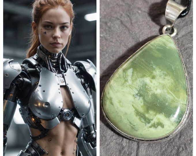 Female Cyborg "Xemica"(zeh-mih-kah) Living Entity Companion, Spirit Vessel Necklace, Tier 2