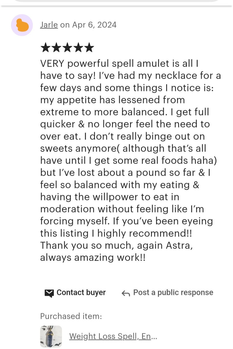 Weight Loss Spell, Enchanted Necklace, BESTSELLER Etsy