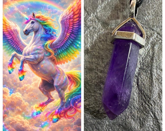 Rainbow Pegasus "Yorro" Spirit Companion, Spirit Vessel Necklace, Tier 1