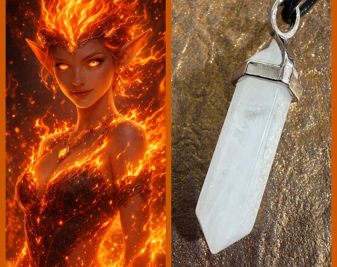 Female Fire Sprite "Atflar" Spirit Companion, Spirit Vessel Necklace, Tier 1
